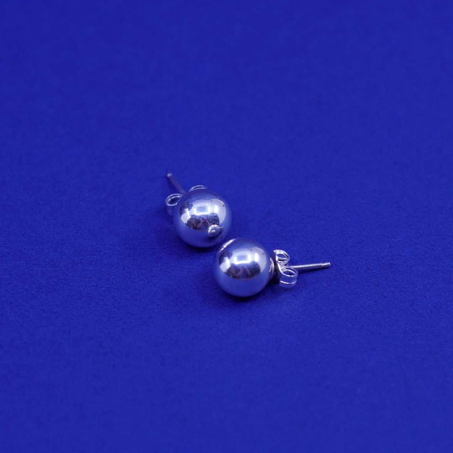 10mm Vintage Sterling 925 silver handmade earrings, 925 studs
