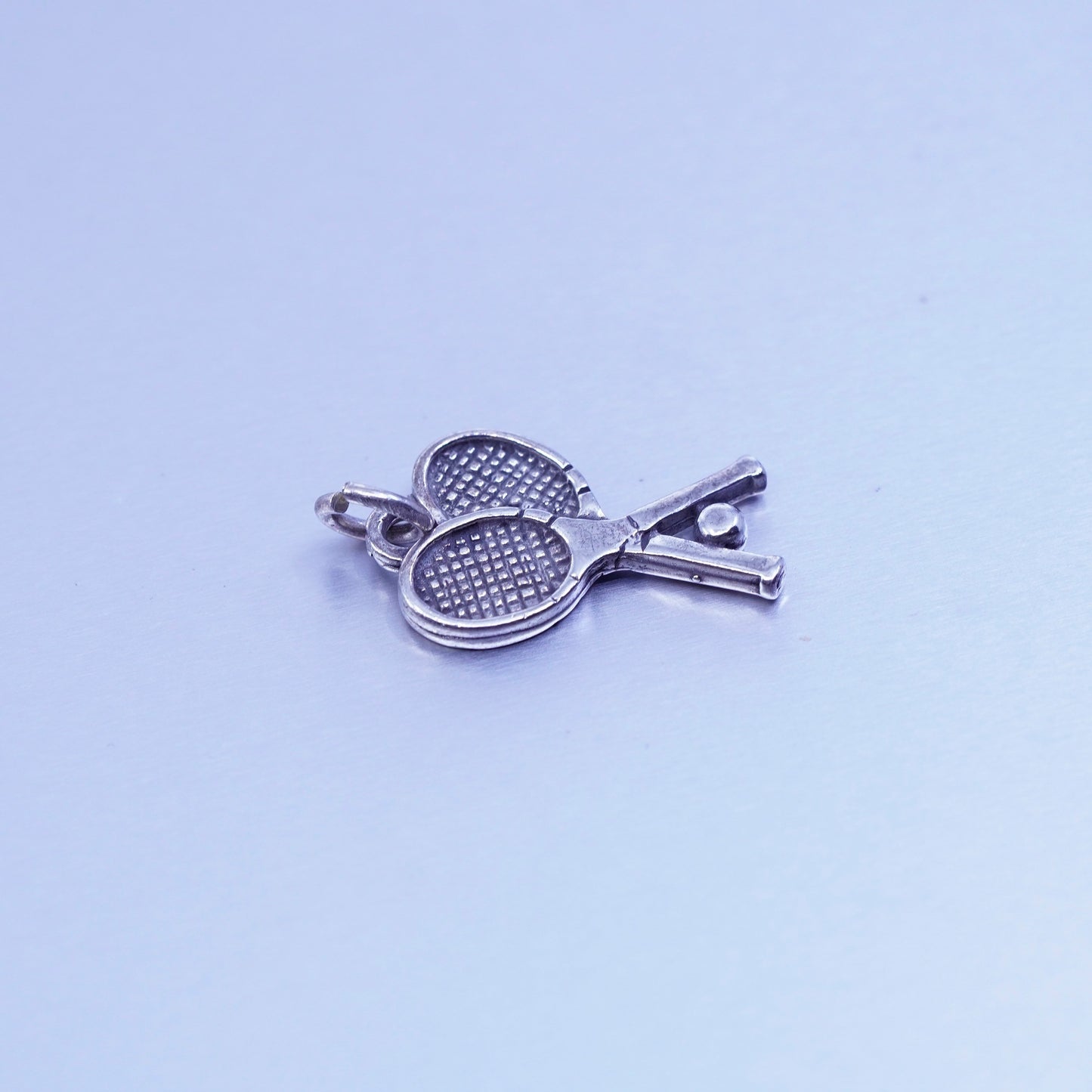 Antique Sterling silver handmade 925 tennis racket charm pendant