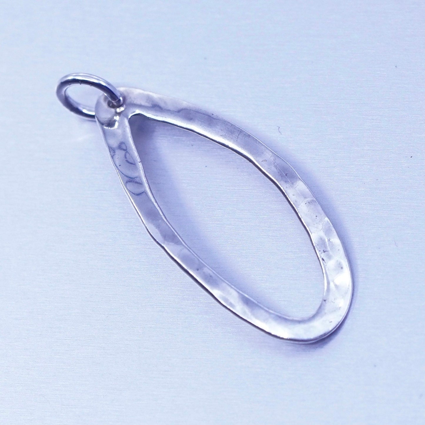 Vintage sterling 925 silver handmade hammered oval pendant