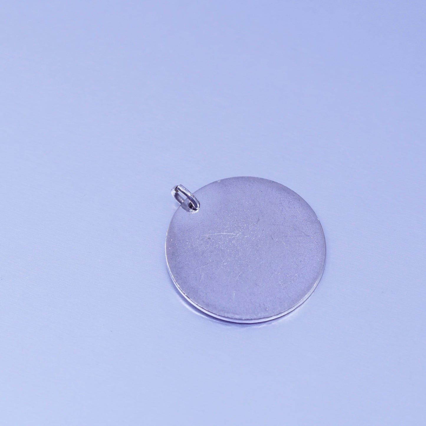Vintage sterling 925 silver handmade tag pendant, stamped Sterling Anson