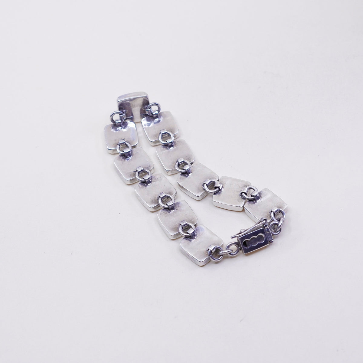 7”, Vintage Sterling silver handmade bracelet, 925 chain with mother of pearl