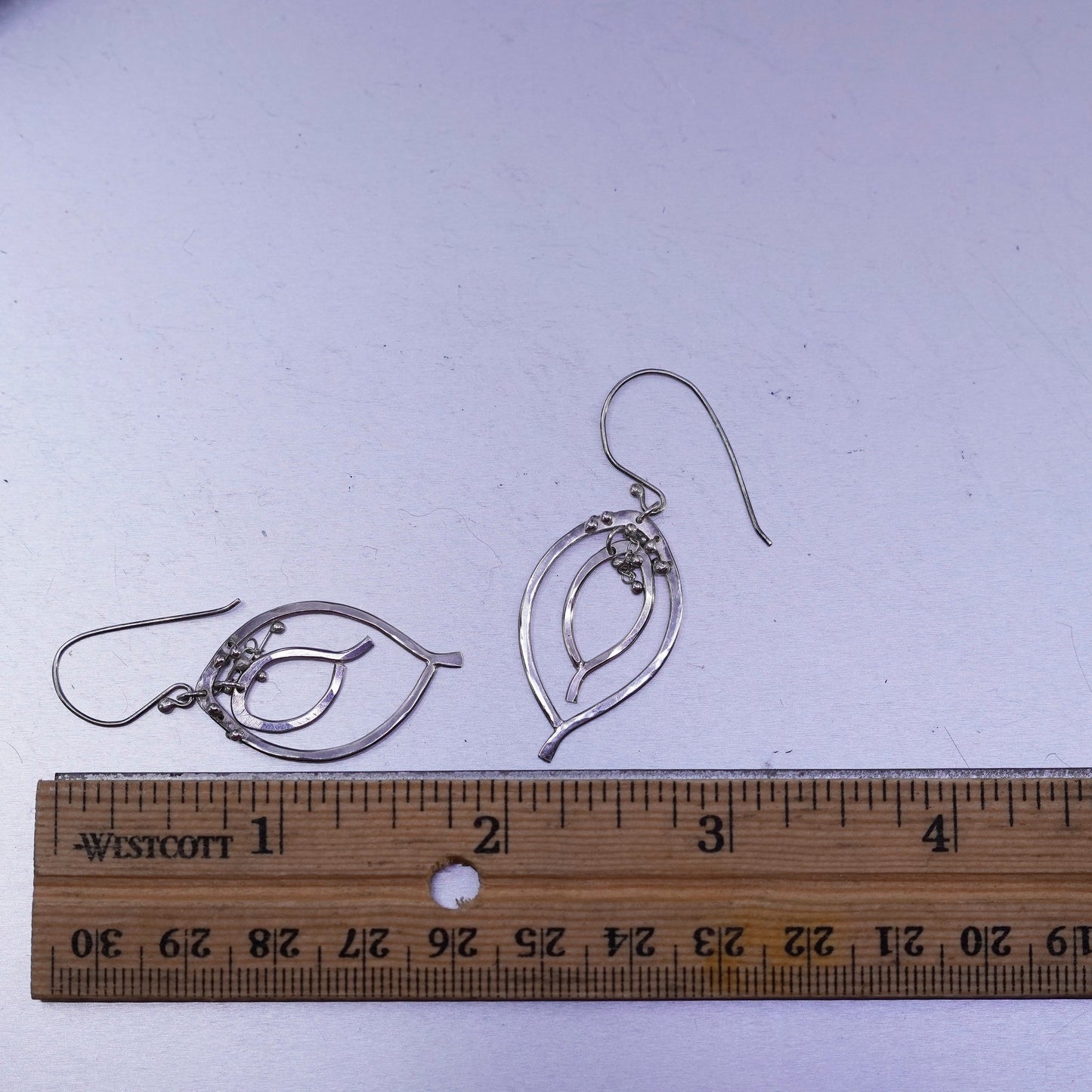 Vintage Sterling 925 silver filigree teardrop earrings with beads