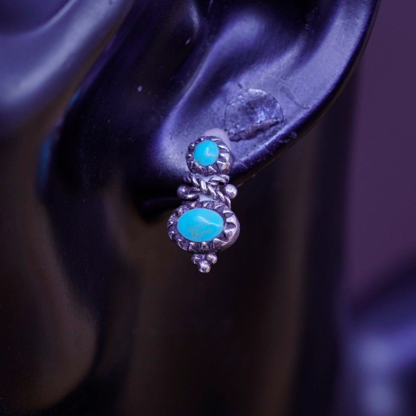 barse Sterling Silver Native American Southwest Earrings, 925 studs turquoise