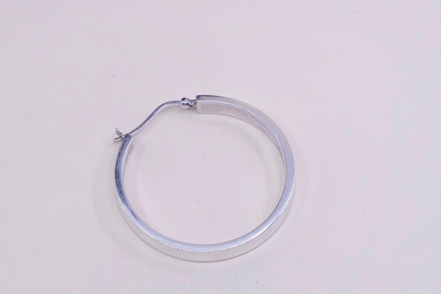 1.75”, Vintage sterling silver loop earrings, wide minimalist primitive hoops