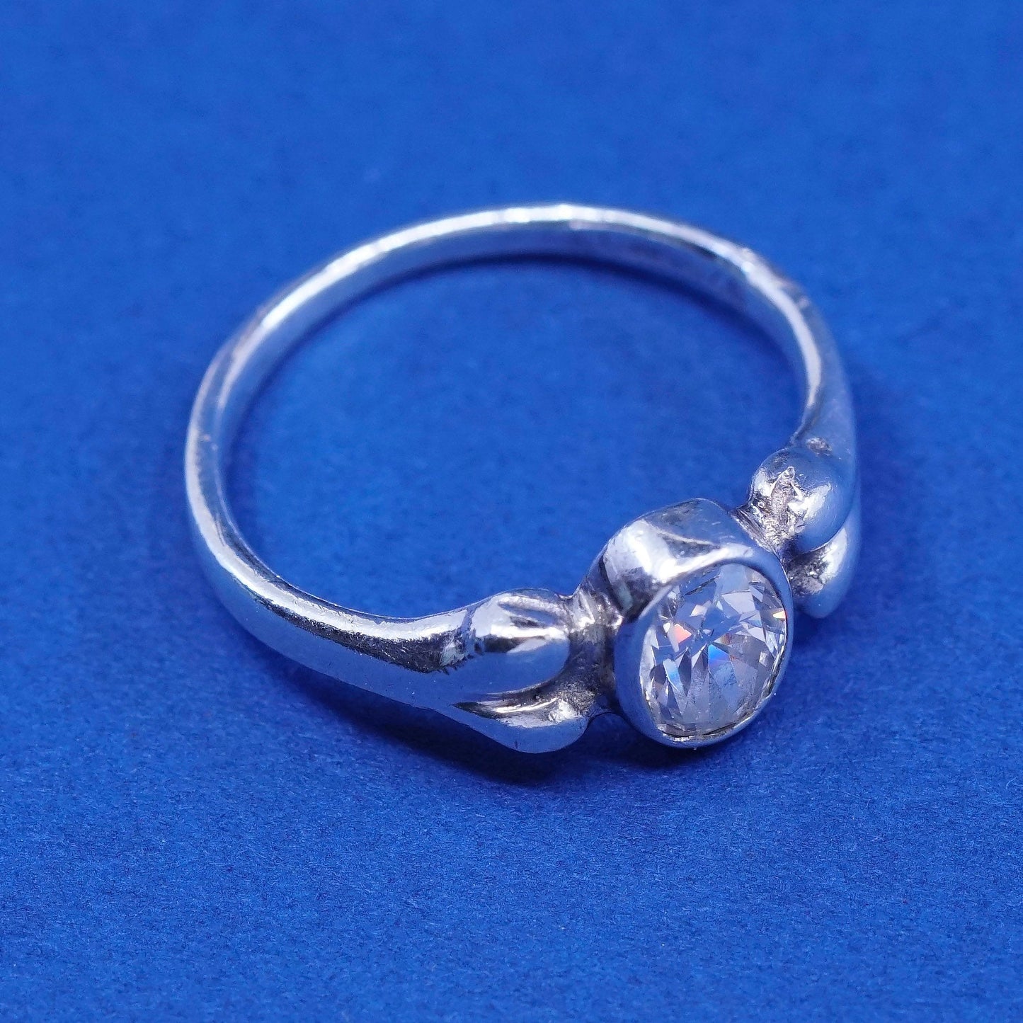 Size 7.5, vintage Sterling silver handmade ring, 925 engagement ring with cz