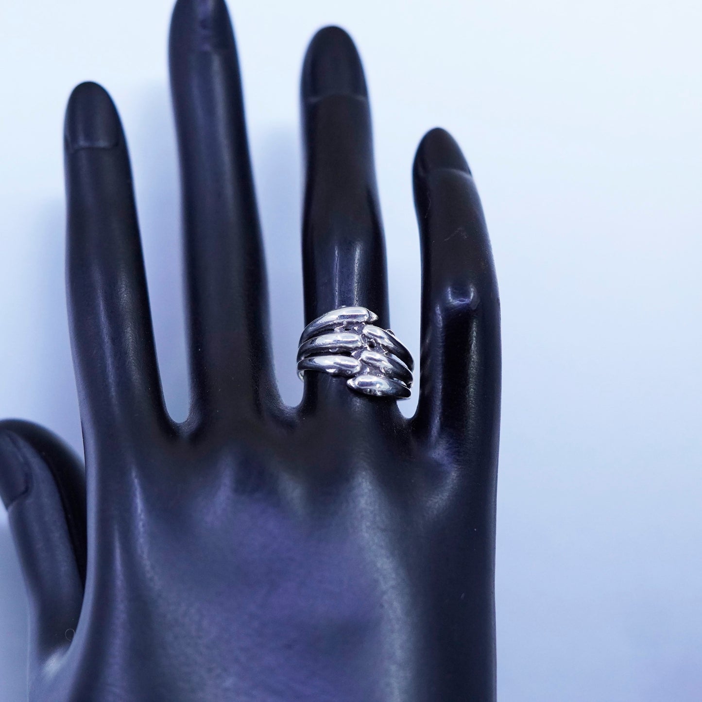 Size 6.25, vintage modern Sterling 925 silver handmade dolphin ring