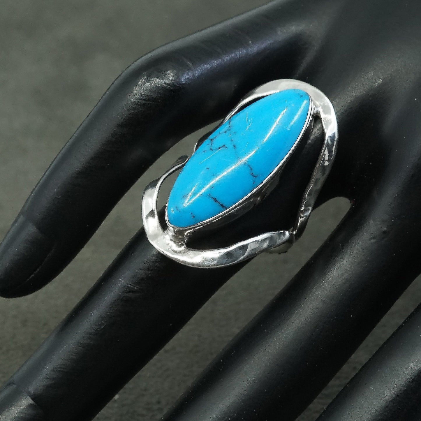 sz 6, Sterling silver handmade ring, 925 w/ turquoise, stamped 925 TD-88 mexico