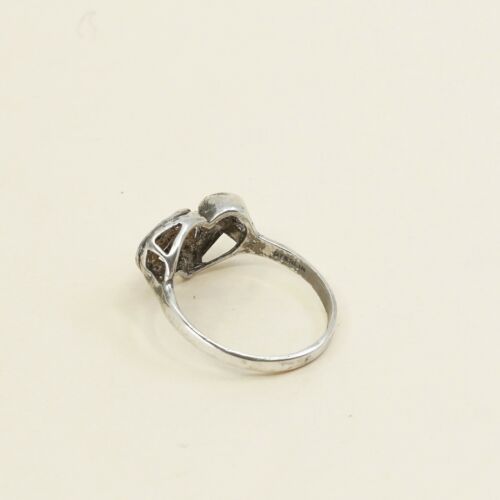 Size 8.25, Vtg Sterling Silver Handmade Ring, 925 Silver Band W/ Filigree Heart