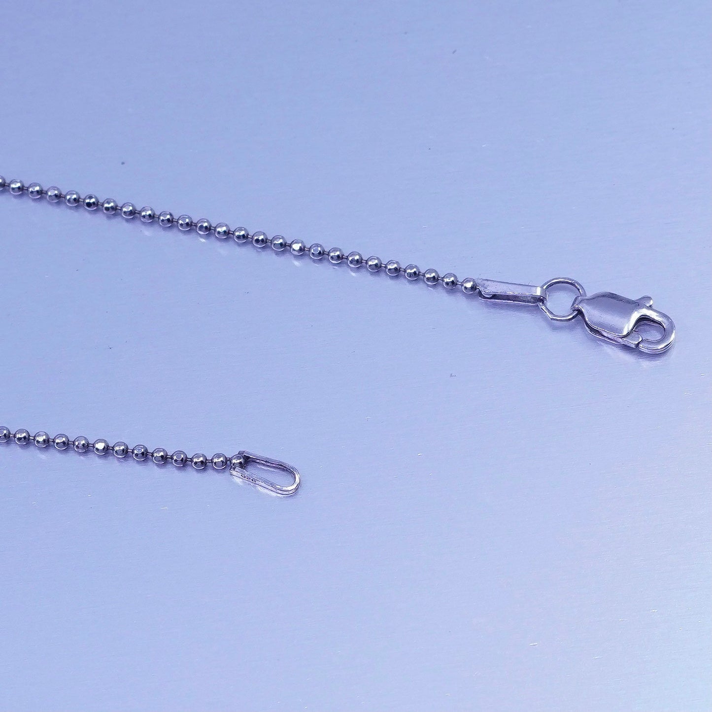 16+2” 1mm, vintage Italy Sterling 925 silver bead chain necklace