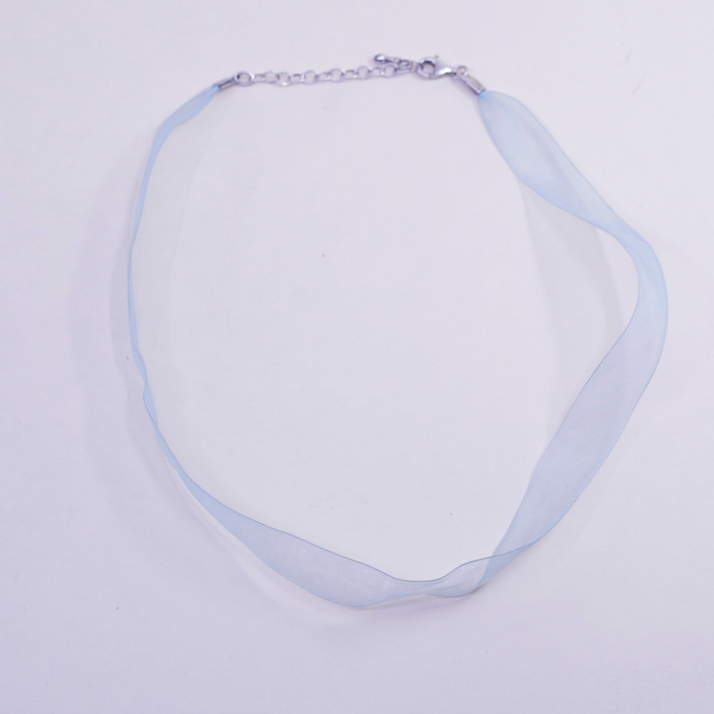 16+2”, vintage Sterling silver handmade chain with mint green fiber chain