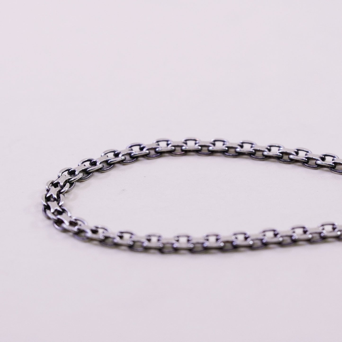 6.75”, 4mm, Vintage sterling 925 silver flatten curb bracelet