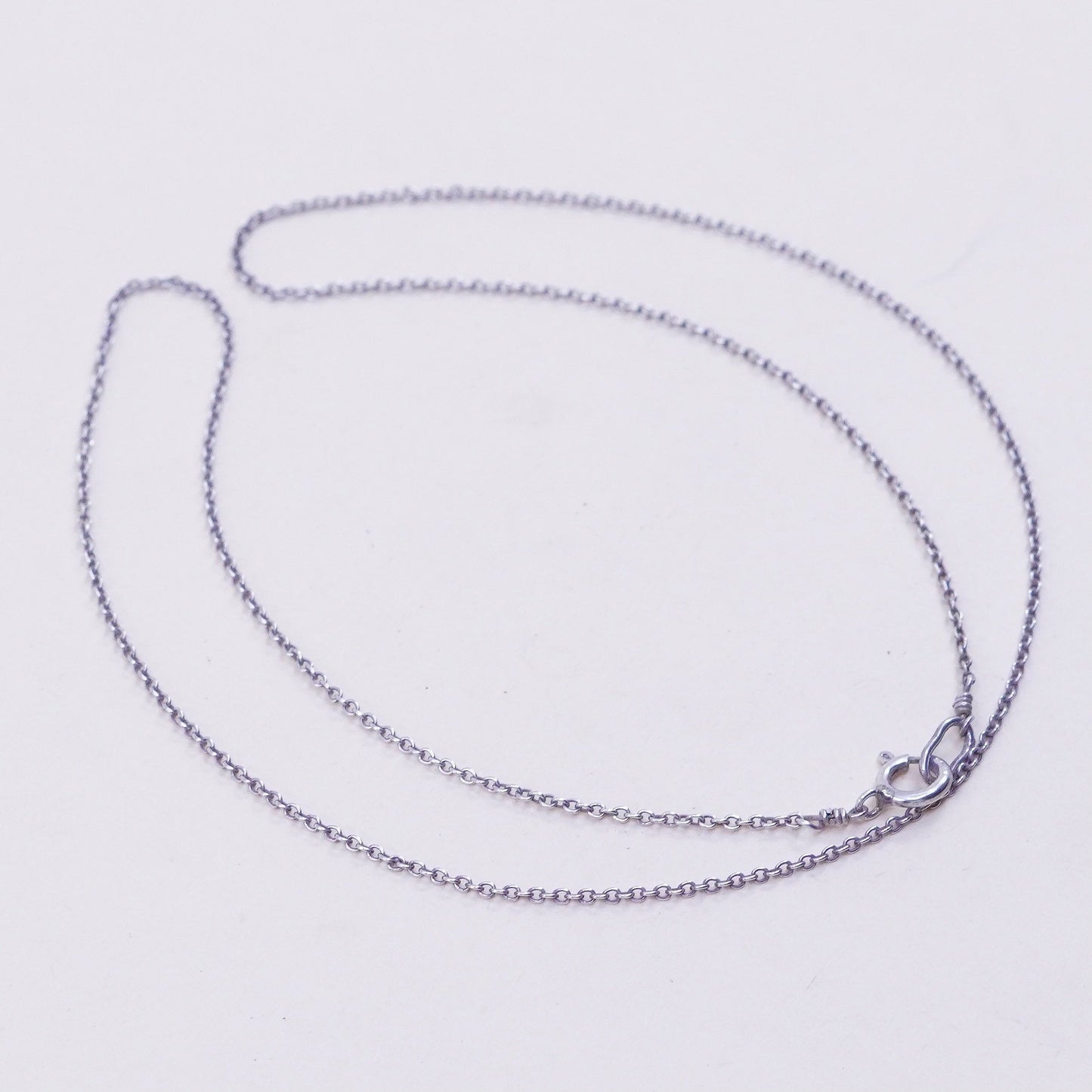 16”, 1mm, Vintage sterling silver circle chain, Italy 925 necklace