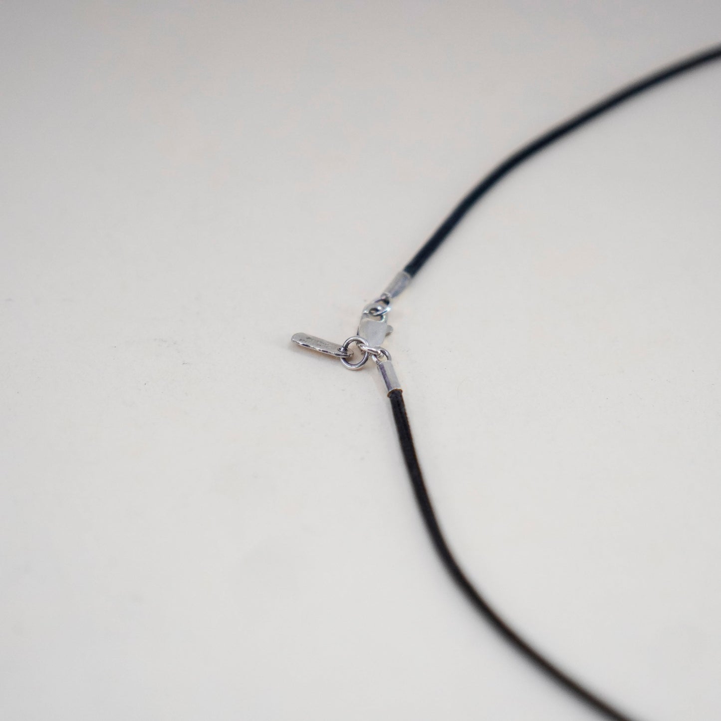 17”, vintage Sterling 925 Silver Clasp W/ black silk Necklace