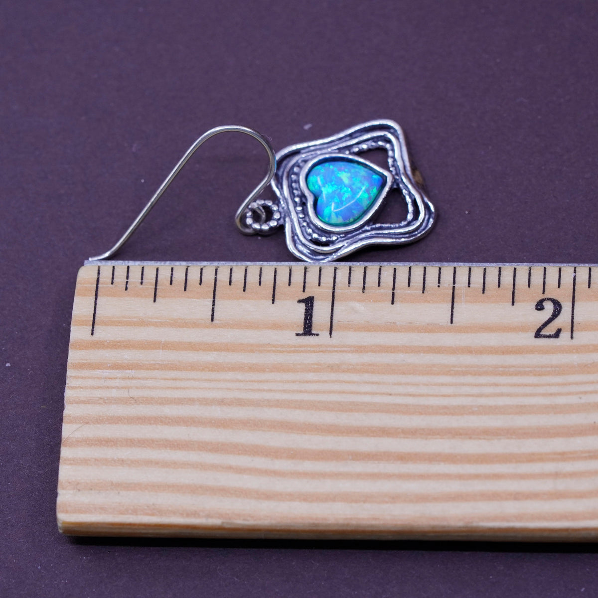 Israel didae shablool Sterling 925 silver handmade earrings with heart opal