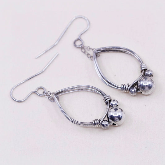 Vintage Sterling 925 silver handmade teardrop earrings and beads