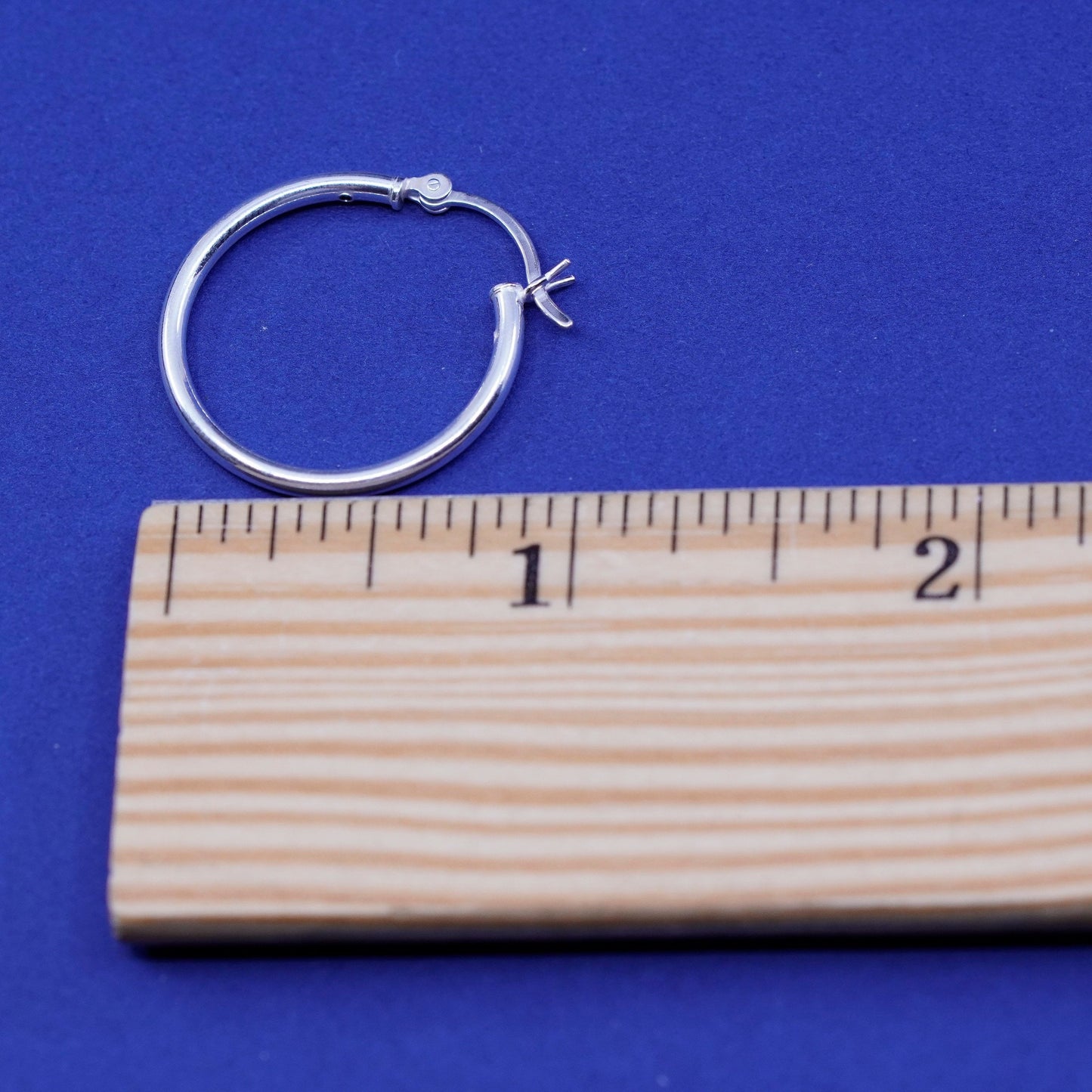 0.75”, vintage Sterling silver handmade hoop earrings, Modern 925 huggie