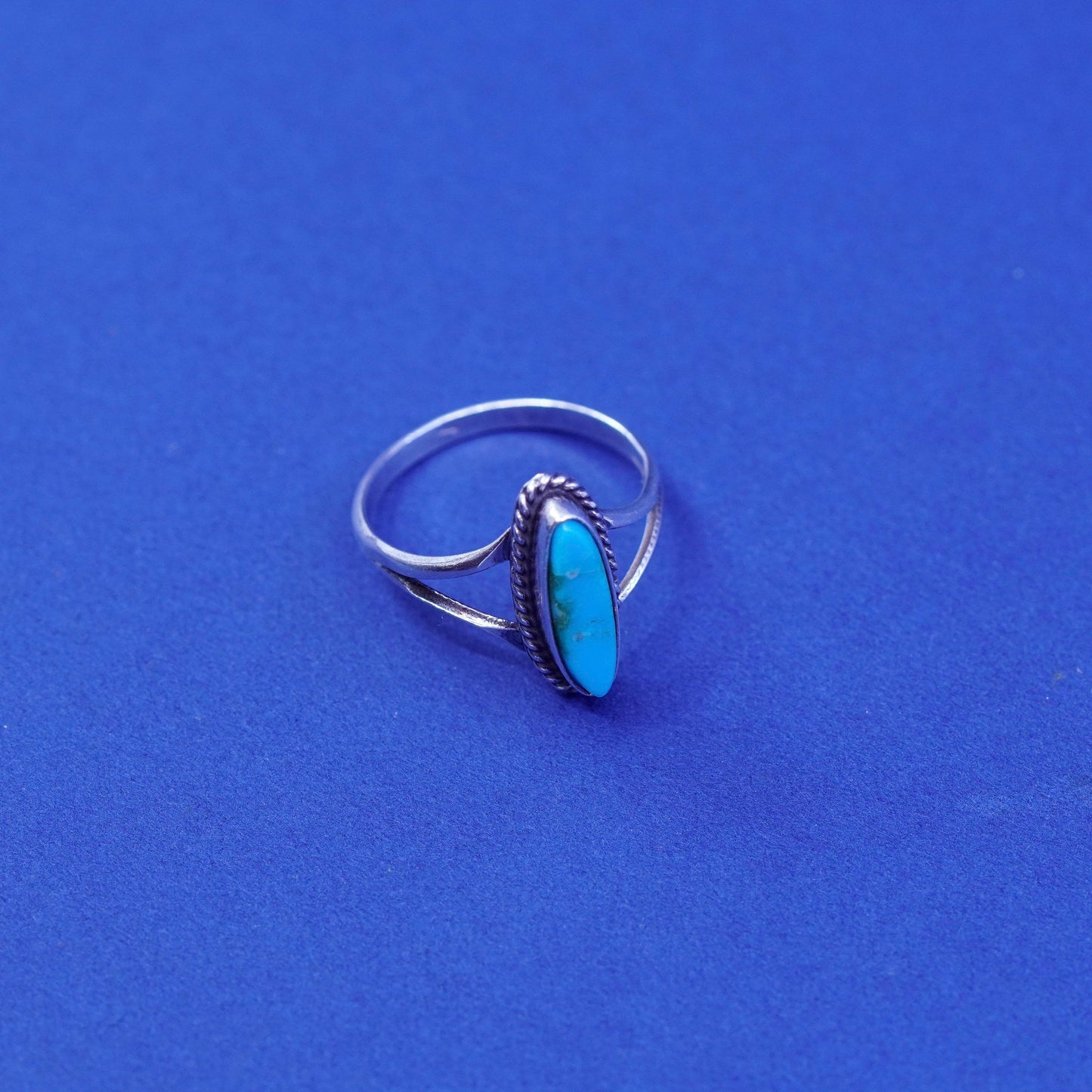 Size 6.75, vintage Sterling silver handmade ring w/ turquoise, Native American