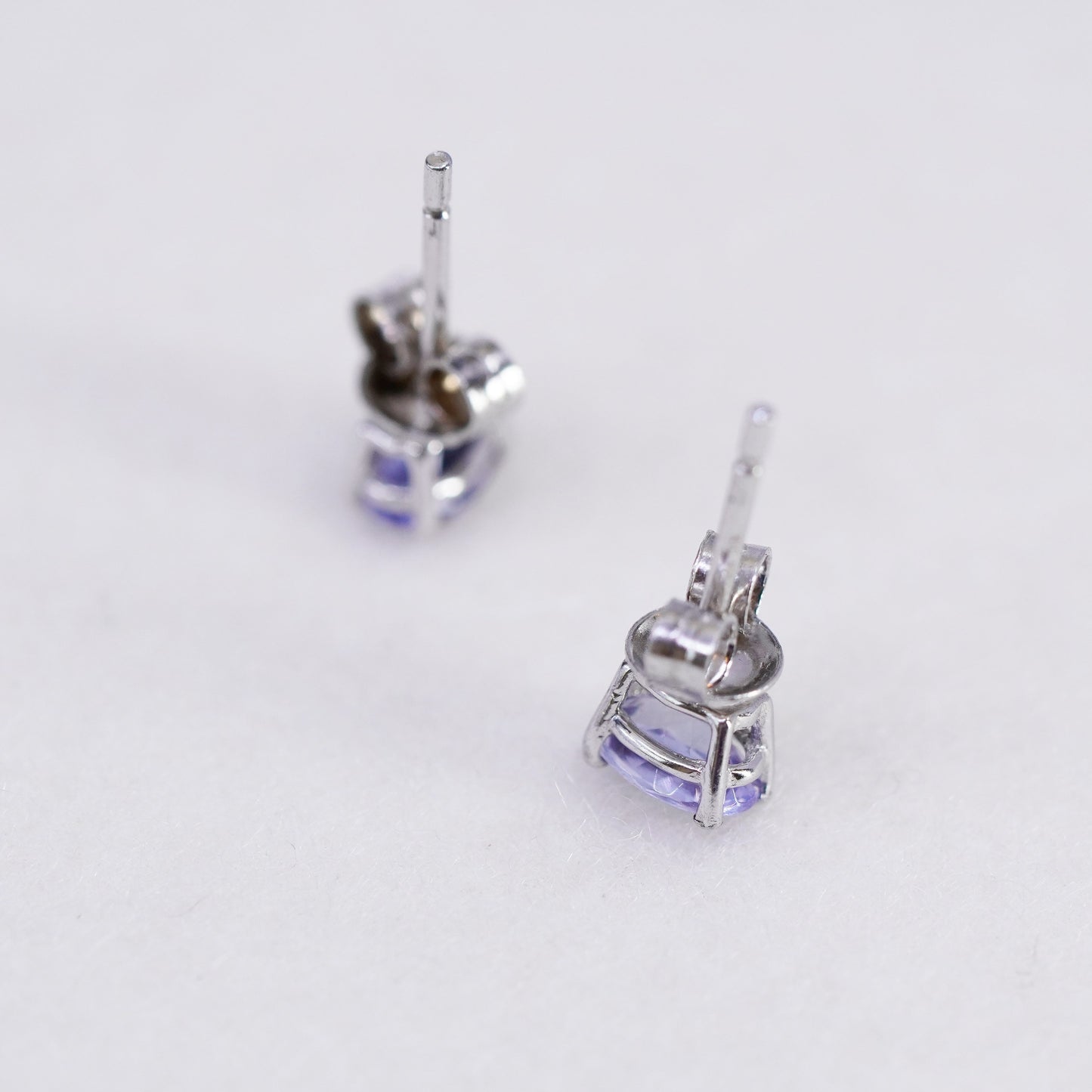 Vintage Sterling 925 silver handmade earrings, studs with amethyst