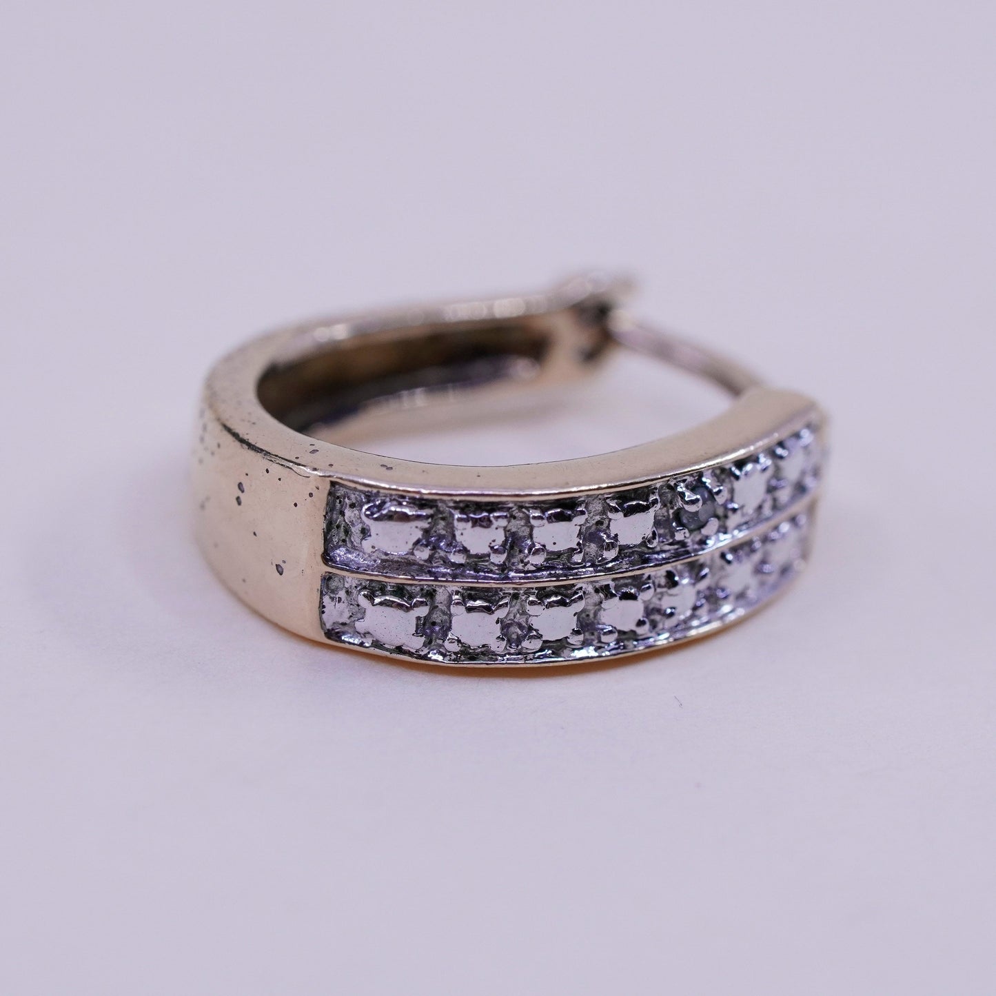 0.5”, vermeil gold over sterling silver earrings, 925 hoops, huggie diamond