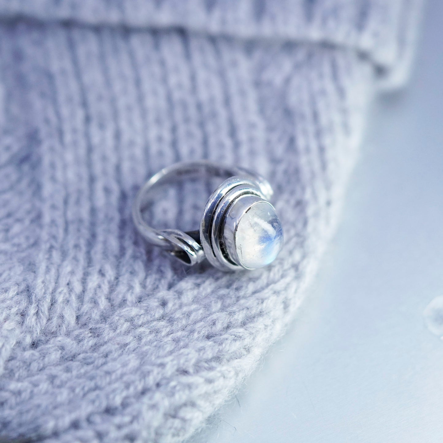 Size 6, vintage Indian Nicky Butler Sterling 925 silver handmade ring moonstone