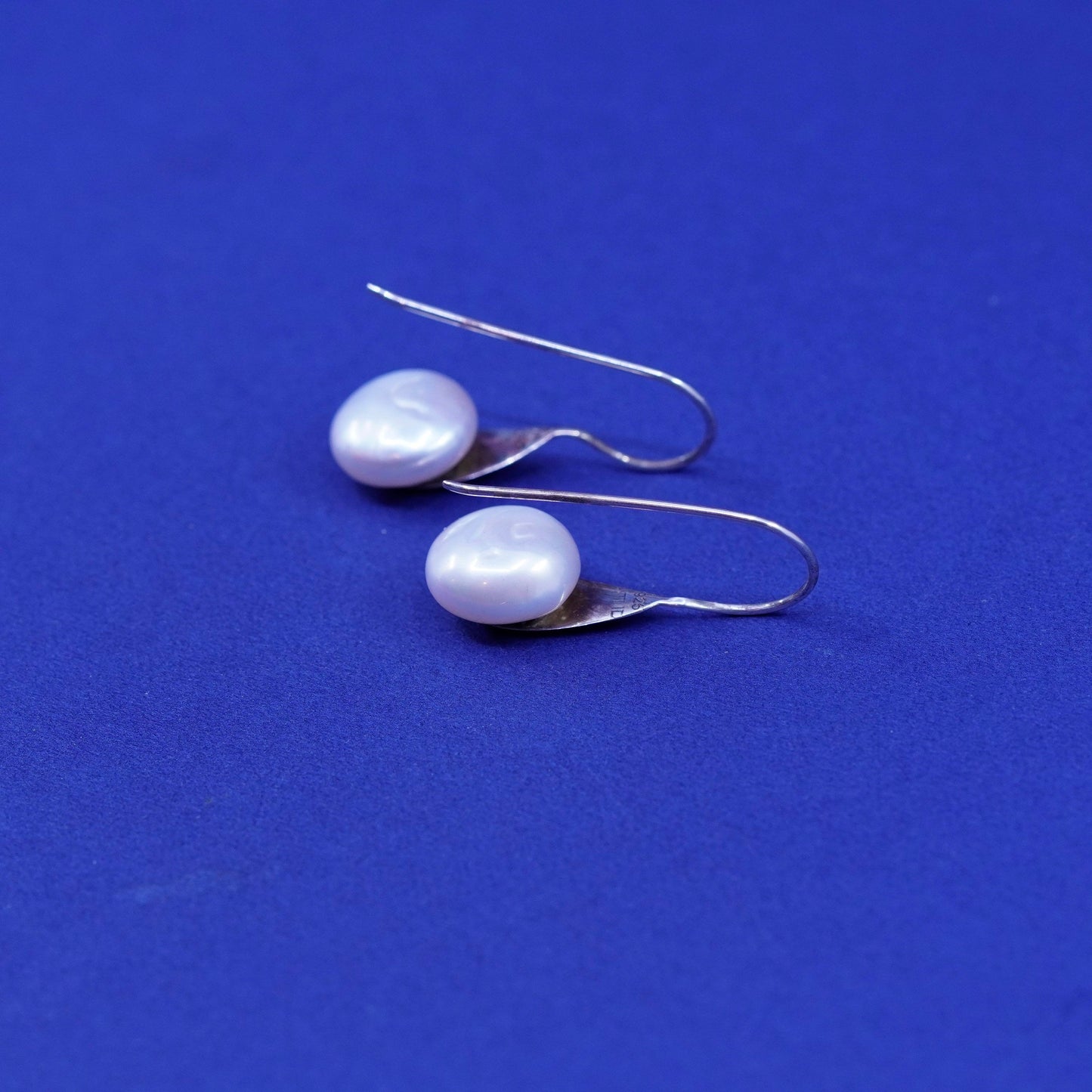 Vintage ATI Sterling silver handmade earrings, 925 hooks with pearl drops