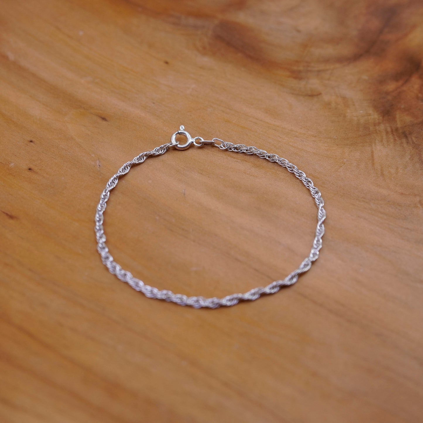 7.25”, vintage Sterling silver French rope bracelet, Italy 925 silver chain