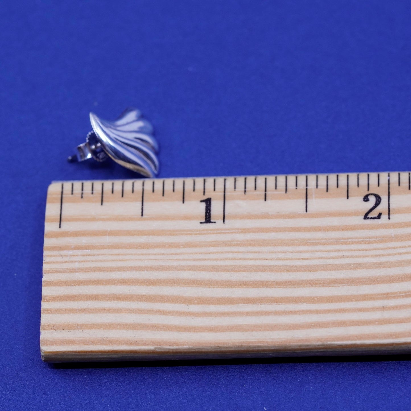 Vintage sterling silver handmade earrings, 925 shell studs