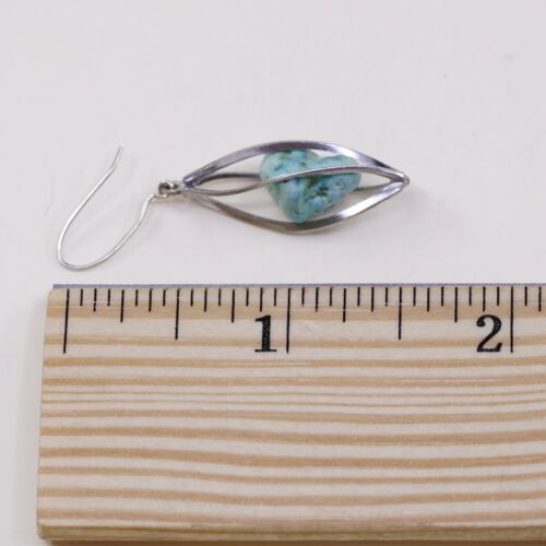 Amazing handmade Sterling Silver earrings 925 Twisted Dangle W/ Turquoise Nugget