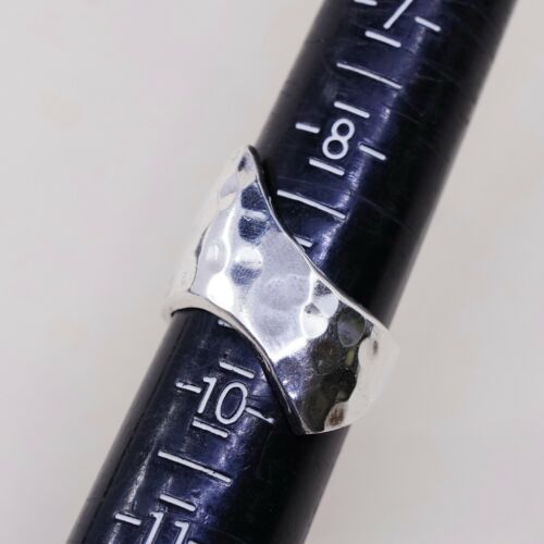 Sz 9, Vtg Sterling Silver Handmade Ring 925 Silver hammered Band, Silver Tested
