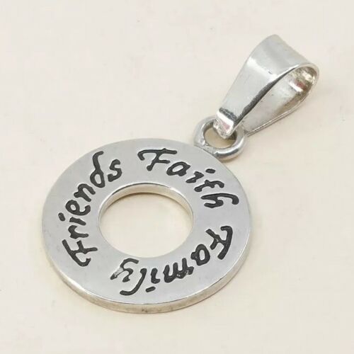 Vintage Sterling Silver Handmade Prayer Pendant, 925 Silver “faith Friend Family
