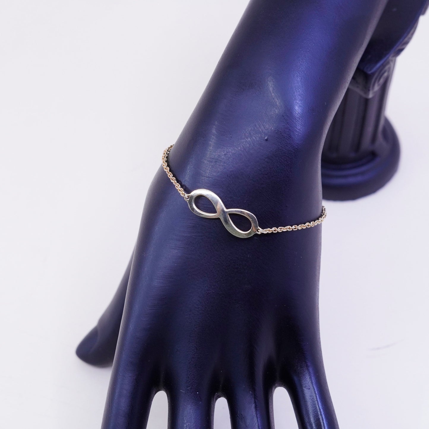 Adjustable”, vtg vermeil gold sterling 925 silver circle chain bracelet charm