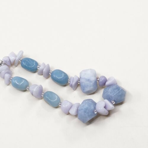 7”, Vtg Handmade Nugget Larimar, Quartz Bracelet W/ Elastic Band N 925 Flower