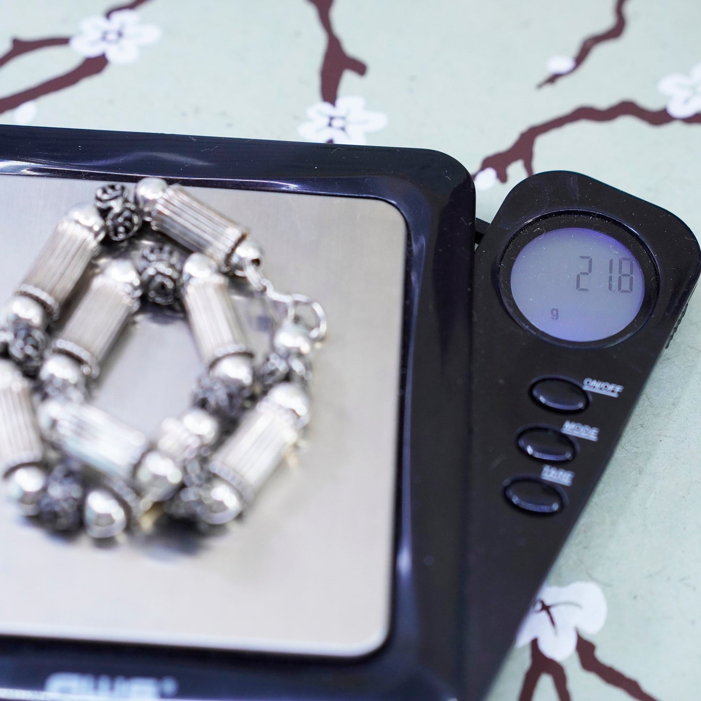 8.5”, 6mm, Vintage sterling silver handmade bracelet, 925 tube and beads chain