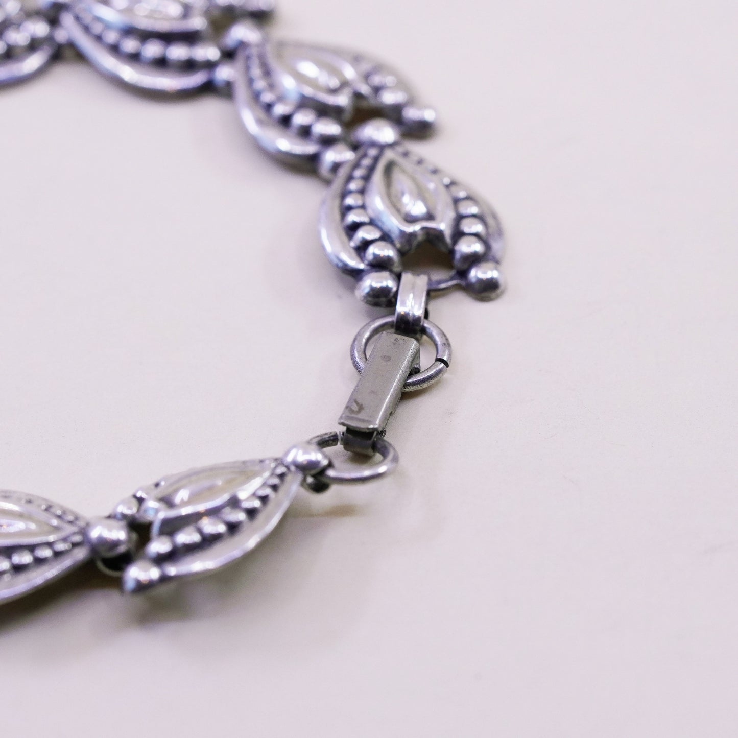 7”, Vintage beau sterling silver bracelet, 925 beaded link chain