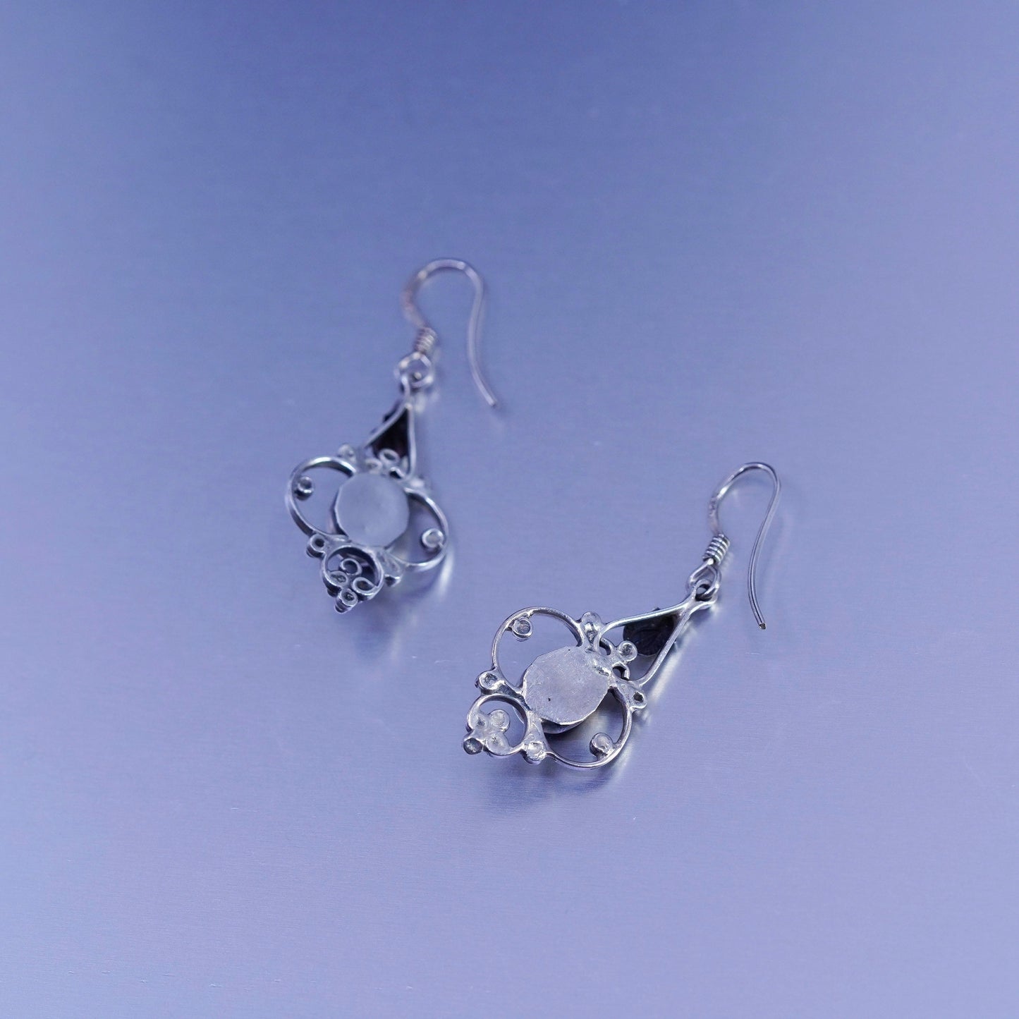 Vintage Sterling 925 silver handmade earrings with black onyx and beads