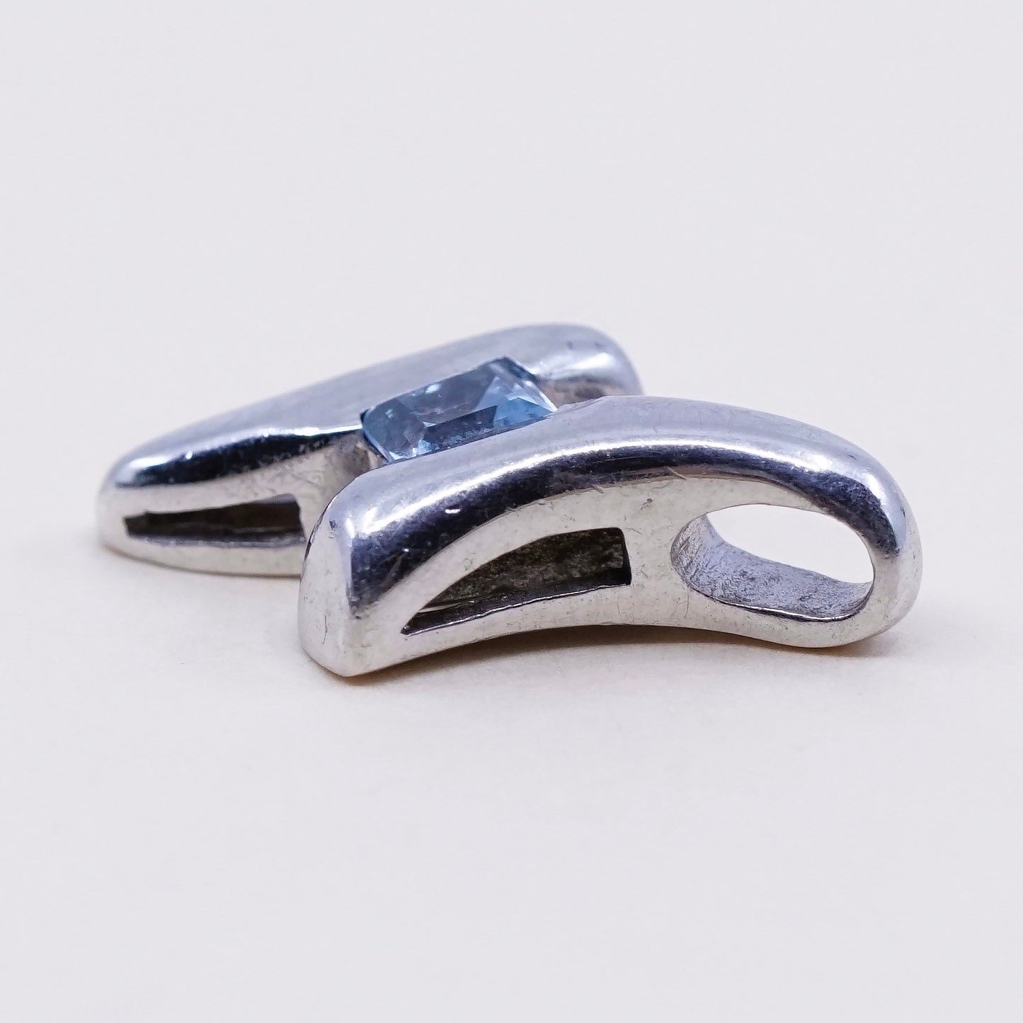 vintage sterling 925 silver handmade pendant with topaz, stamped 925