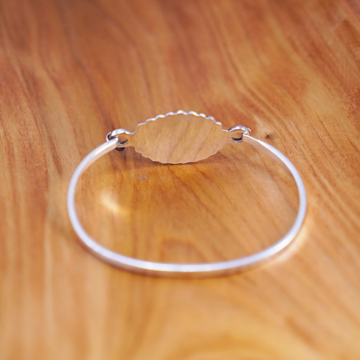 7”, antique sterling silver handmade bracelet, 925 bangle name tag monogram HCG