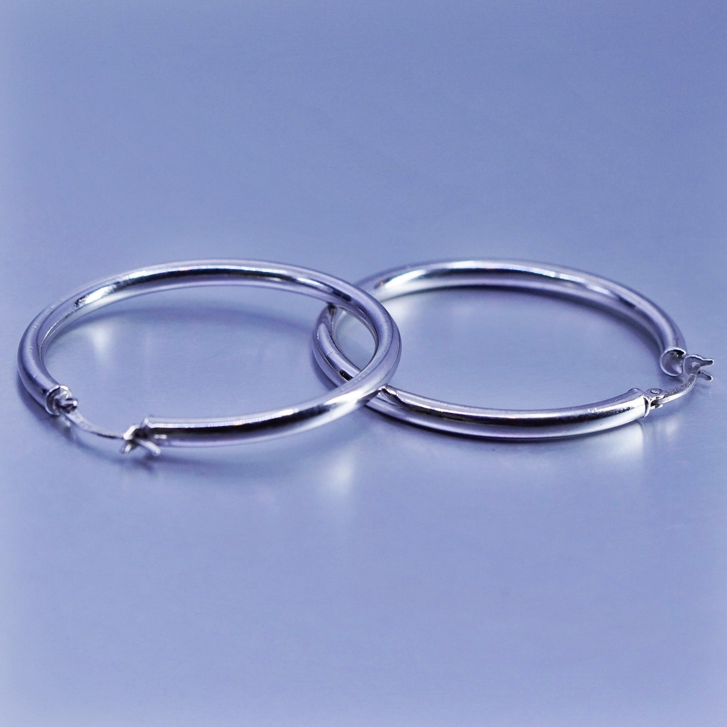 1.5”, vintage Sterling silver handmade earrings, 925 hoops