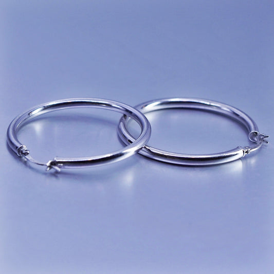 1.5”, vintage Sterling silver handmade earrings, 925 hoops