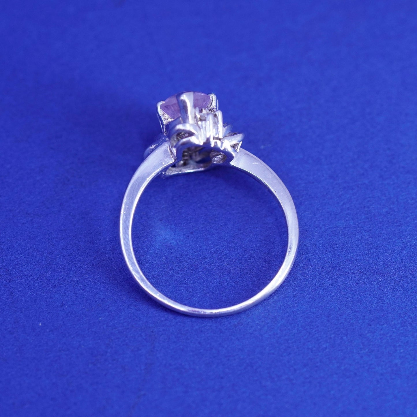 Size 8.5, vintage Sterling 925 silver handmade ring with amethyst and cz