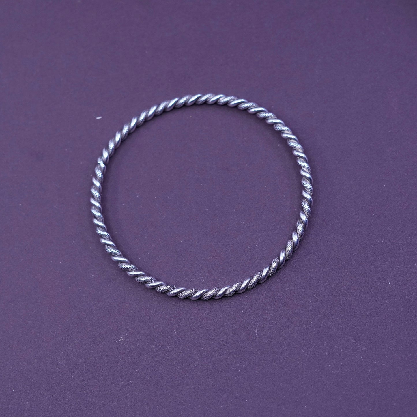 7.75”, Vintage Sterling silver handmade bracelet, 925 twisted textured cuff