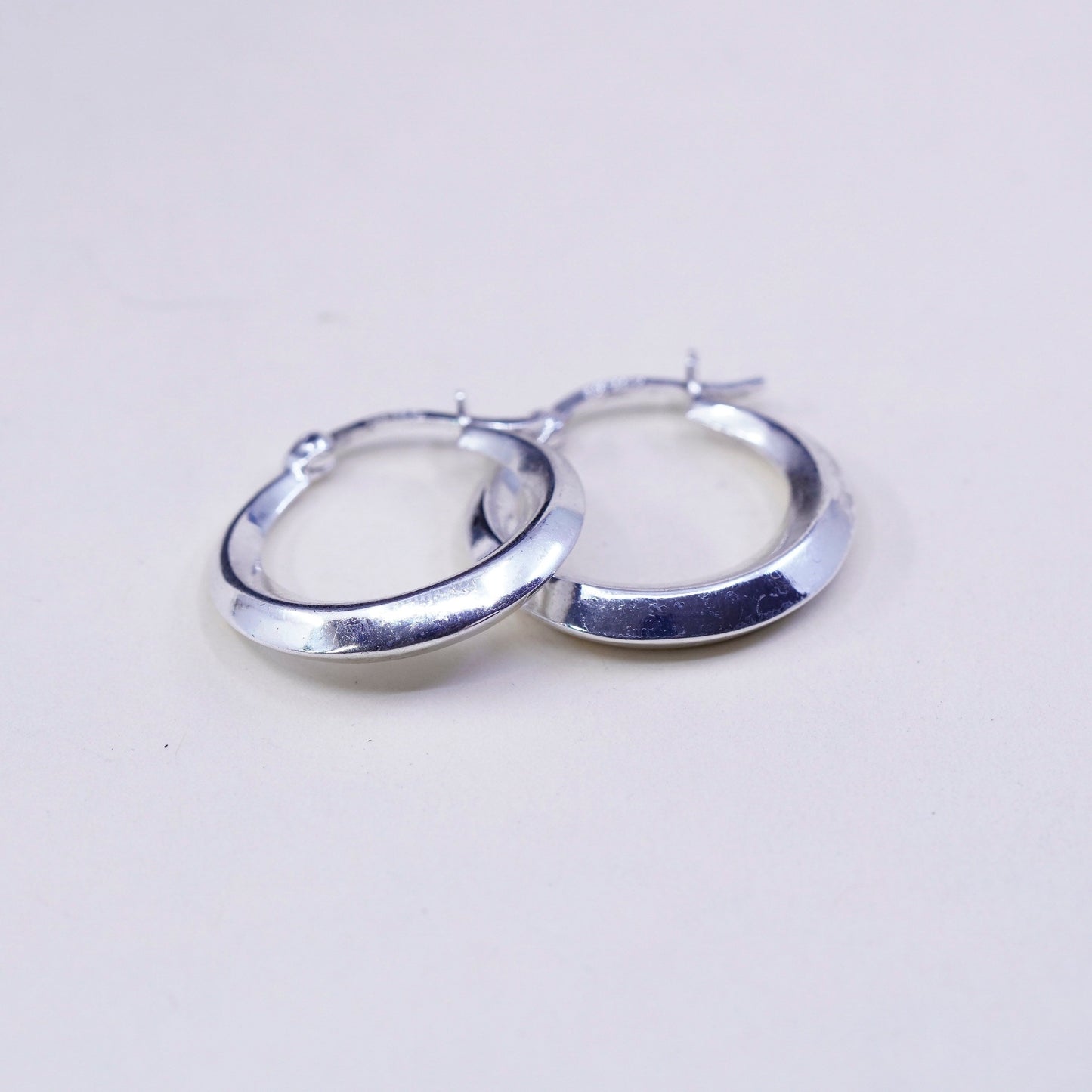 0.75”, sterling 925 silver loop earrings, fashion primitive ribbed hoops