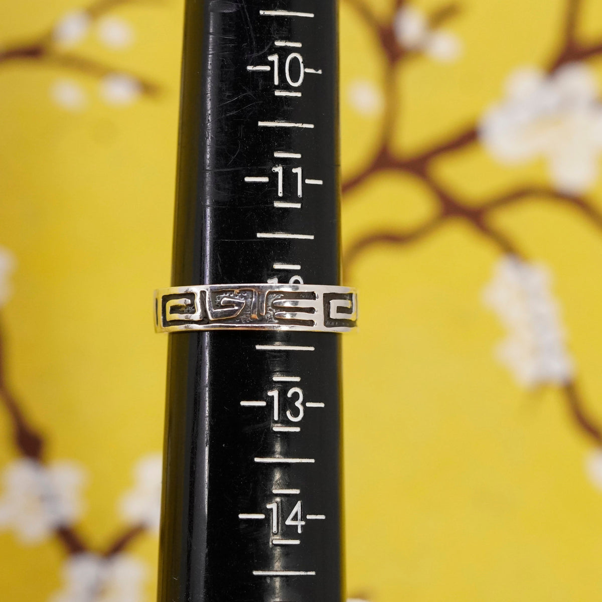Size 12, vintage Sterling silver handmade ring, mens 925 band with Greek key