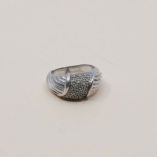 Size 5, Vtg Sterling Silver Handmade Ring, 925 Silver Band W/ Cluster Cz Detail