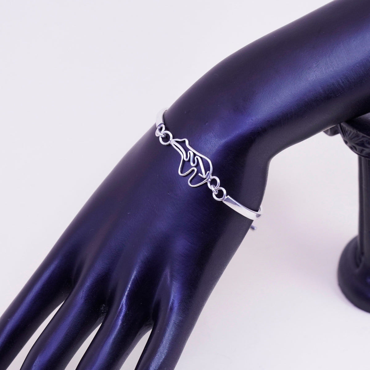 6.5”, southwestern sterling 925 silver handmade bracelet, bangle polar bear