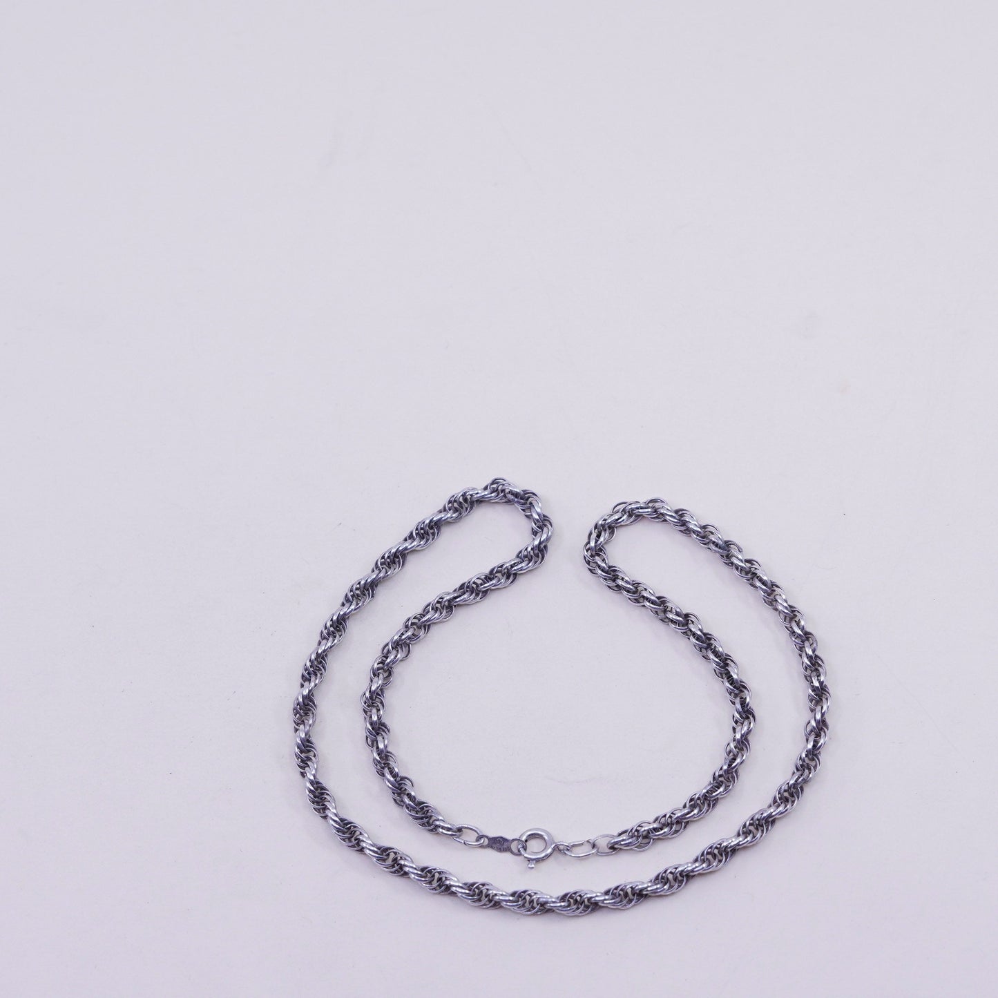 15” 4mm, vintage sterling silver necklace, 925 rope chain