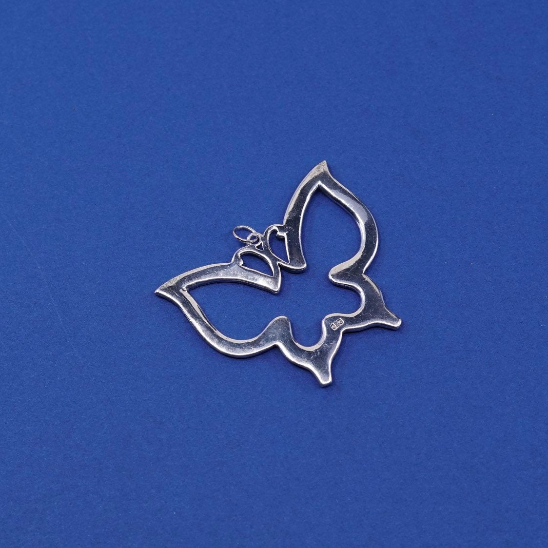 vtg Sterling silver handmade butterfly pendant, 925 w/ marcasite