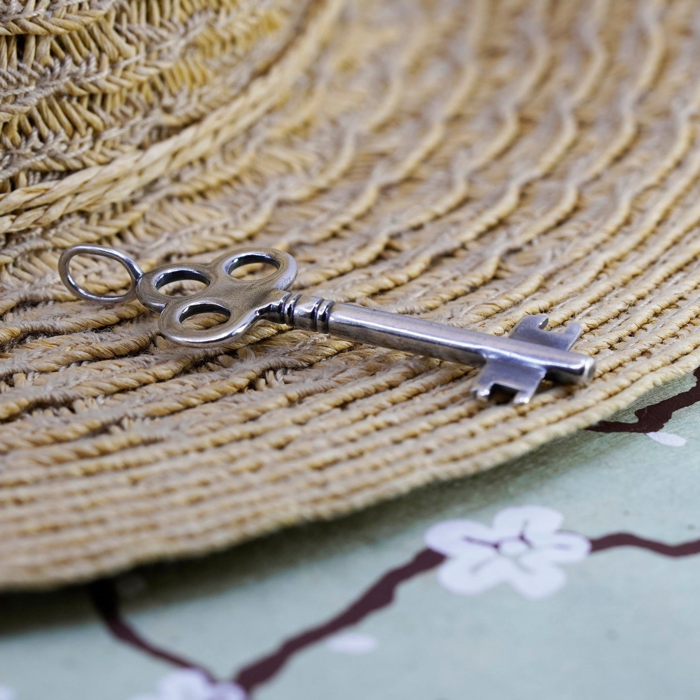Vintage Sterling 925 silver handmade key pendant