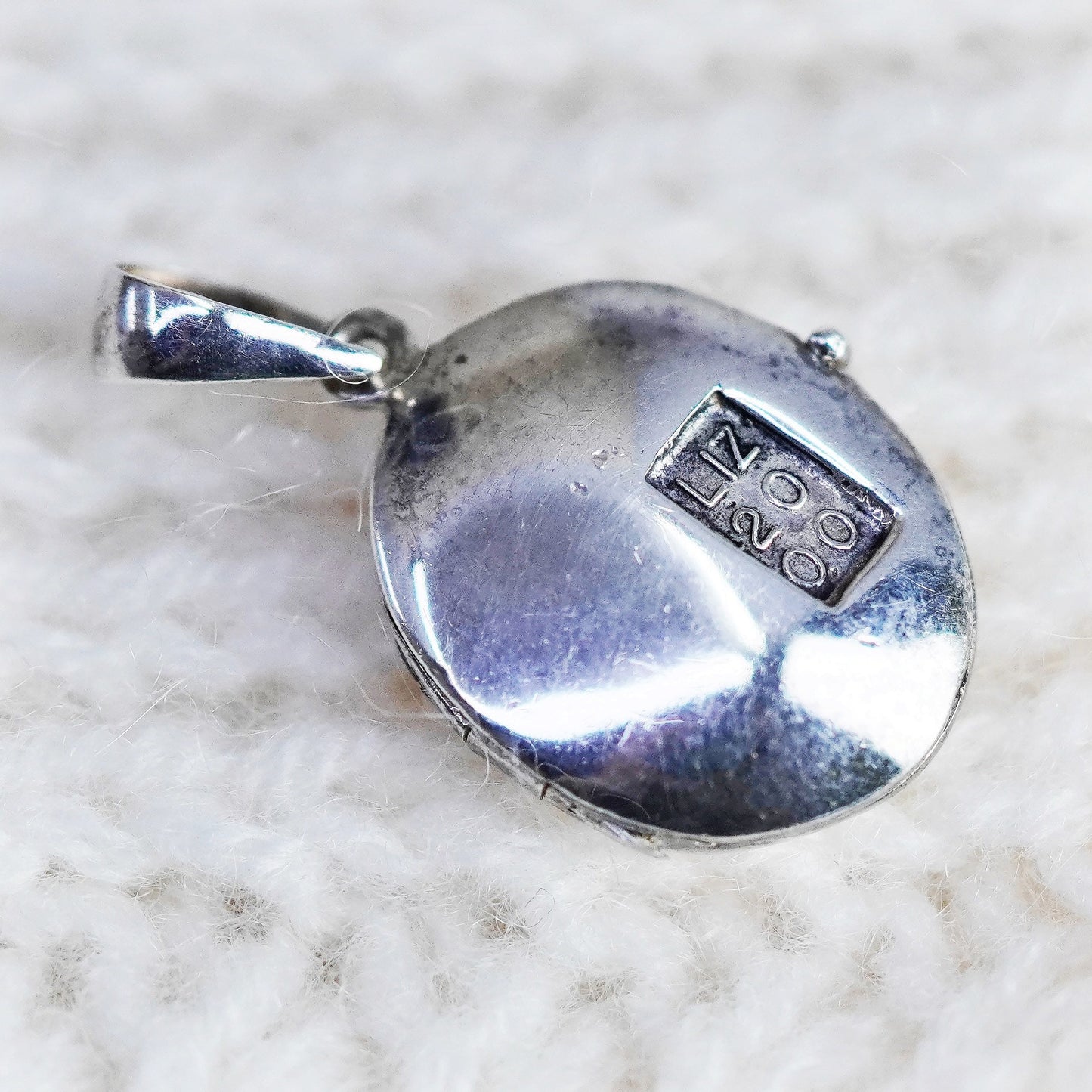 Vintage Sterling silver oval pendant, 925 photo locket charm engraved “Liz 2000