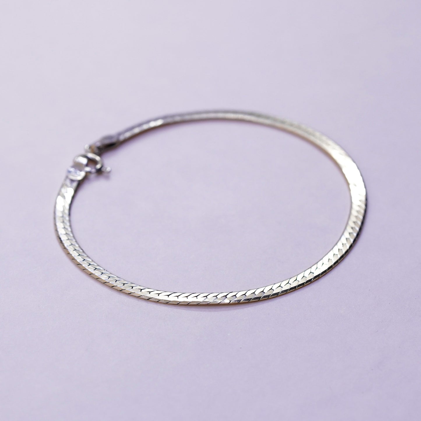 7.25”, vermeil gold over sterling silver bracelet, Italy 925 herringbone chain